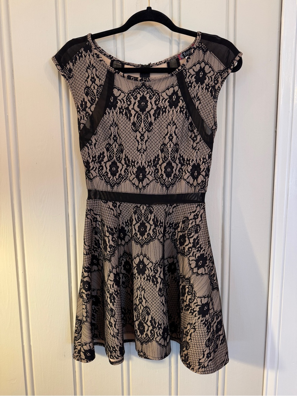 Trixxi Black Lace Nude Mini Dress XS Romantic Goth Dark Coquette